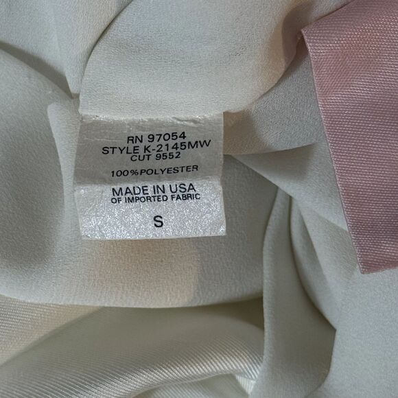 KRISA Cream Cutout High Neck Blouse S Mock Neck Keyhole Crepe EUC B82 - Picture 6 of 6